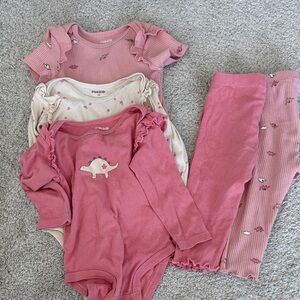 Pekkle Pink Ruffle Baby Bodysuit Set